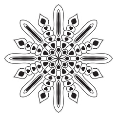 Cute Mandala. Ornamental round doodle flower isolated on white background. Geometric decorative ornament in ethnic oriental style.