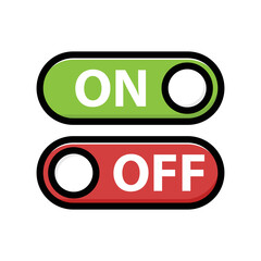 On and Off Switch Button with Letter Mockup or User Interface Template Modern Device - Green and Red on White Background - Vector Illustration Graphic Design