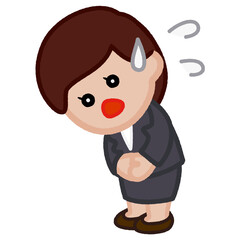 クレヨンタッチのイラスト / 困ったり焦っているスーツの女性