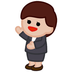 クレヨンタッチのイラスト / 促すスーツの女性