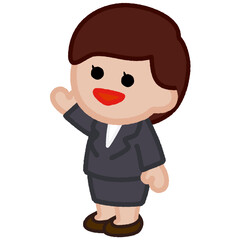クレヨンタッチのイラスト / 案内をするスーツの女性