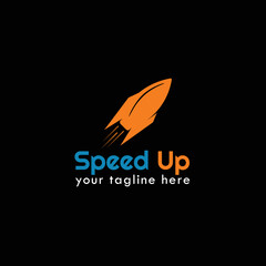 Speed Up Rocket logo design vector template. Start up logotype, Think outside the box logo, logistic and delivery logo.