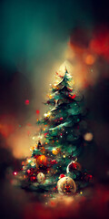 abstarct christmas tree on blured backgroun poster ratio