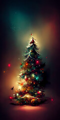 abstarct christmas tree on blured backgroun poster ratio