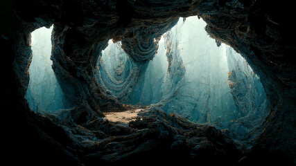 Dark medieval castle dungeon tunnel ,Dark underground corridor in a dungeon with light