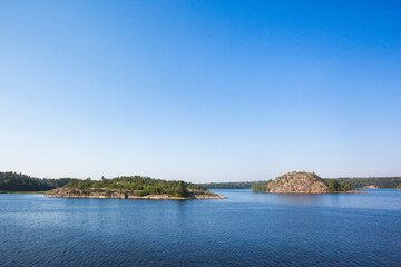 Linnasaari island and Kiskasari Island. Karelia, Russia