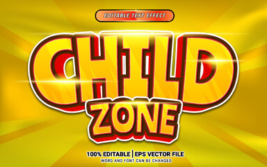 Child zone yellow gradient 3d text effect template design