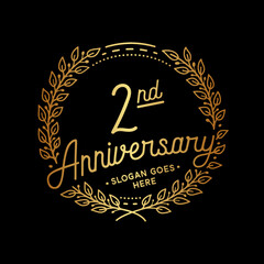 2 years anniversary celebrations design template. 2nd logo. Vector and illustrations.
