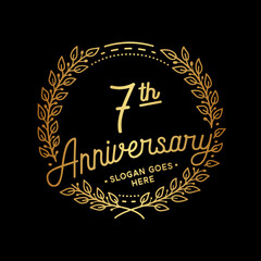 7 years anniversary celebrations design template. 7th logo. Vector and illustrations.
