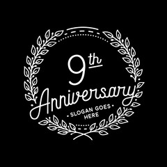9 years anniversary celebrations design template. 9th logo. Vector and illustrations.
