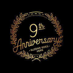 9 years anniversary celebrations design template. 9th logo. Vector and illustrations.
