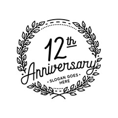 12 years anniversary celebrations design template. 12th logo. Vector and illustrations.
