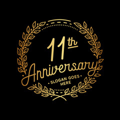 11 years anniversary celebrations design template. 11th logo. Vector and illustrations.
