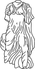 Illustration of antique statue of woman. Line drawing of ancient greek sculpture