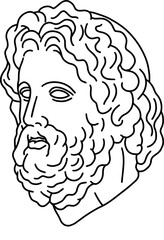 Ancient Greek head of Zeus. Illustration of classic greek sculpture in line art style 