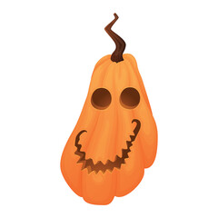 Halloween pumpkin jack lantern with carved mouth and eyes, vector isolated cartoon illustration.