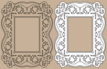 Vector welt abstract monogram frame. floral, linear and leaf frames. vector illustration