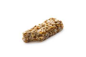 Kozinak from seeds on a white background. Close-up