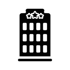 Hotel, three, star, rating icon. Black vector illustration.