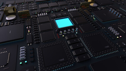 Fototapeta premium components of computing power on a chip . the concept of next-generation computer technology