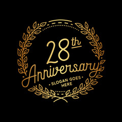 28 years anniversary celebrations design template. 28th logo. Vector and illustrations.
