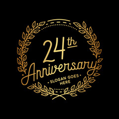 24 years anniversary celebrations design template. 24th logo. Vector and illustrations.
