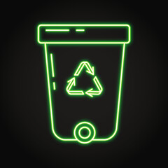 Neon recycle bin icon in line style.