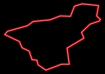 Red glowing neon map of Castlereagh United Kingdom on black background.