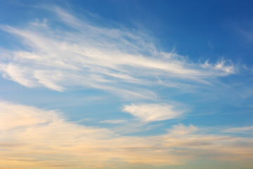 Bright Blue sky with white cloud. Beautiful sky background and wallpaper. Clear day and good weather in the morning.