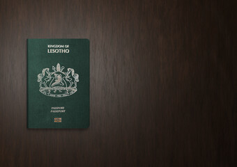 Lesotho passport on a wooden background, Lesotho passports are issued to Lesotho citizens to travel outside the country