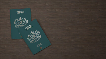 Lesotho passport on a wooden background, Lesotho passports are issued to Lesotho citizens to travel outside the country
