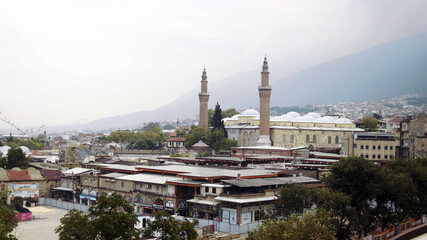 Fototapeta na wymiar Bursa Ulu Mosque and its surroundings