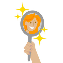 beautyful woman female in the mirror