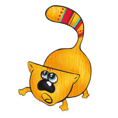 funny orange cat, isolated illustration paper applique