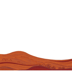 applique of paper, colored pencils, stripe with smooth ornament of waves, decorative insert, orange, brown, purple