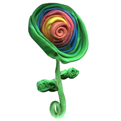 isolated plasticine rainbow floral colorful element made of plasticine or clue