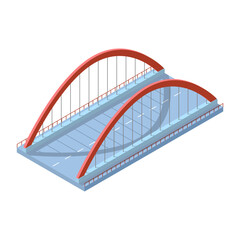 Abstract Isometric 3D Bridge Town City Urban Infrastructure Isolated Vector Design Style