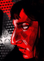 portrait of a person with a skull