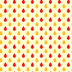 Seamless pattern of raindrops. Background in warm Autumn colours. Red, orange and yellow , Thanksgiving, Fall, Autumn celebration. Perfect for card design weather concept, website design, scrapbooking