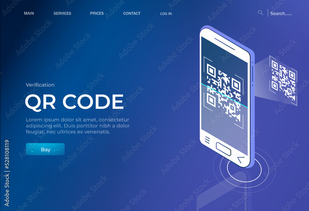 Poster the concept of qr code verification. the mobile phone reads the qr code. barcode on the smartphone s
