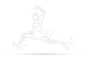 Concept of runner science technology, graphic polygon line with futuristic element vector illustration