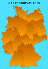 Renewable energies - Gas energy plants  Germany map for each individual state