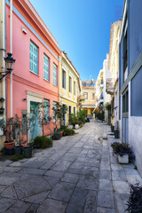Fototapeta na wymiar Athens - nice old street with acropolis view, Greece