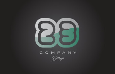 23 green grey number logo icon design. Creative template for company and business