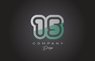15 green grey number logo icon design. Creative template for company and business