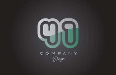 41 green grey number logo icon design. Creative template for company and business