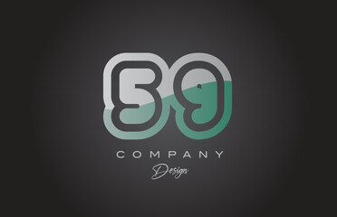 59 green grey number logo icon design. Creative template for company and business