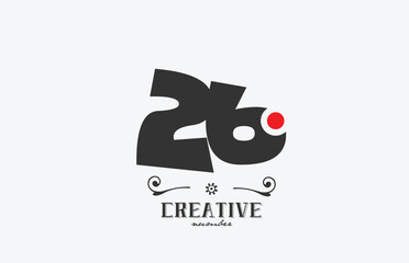 grey 26 number logo icon design with red dot. Creative template for company and business