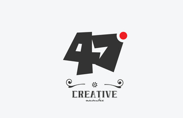 grey 47 number logo icon design with red dot. Creative template for company and business