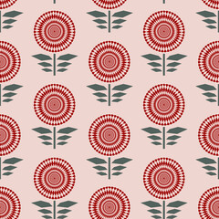 Seamless geometric flowers on pink background for fashion, fabric, textile and home decor